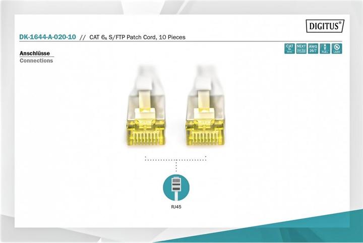 Produktbild Digitus Netzwerkkabel (S/FTP, CAT6a, 2 m)