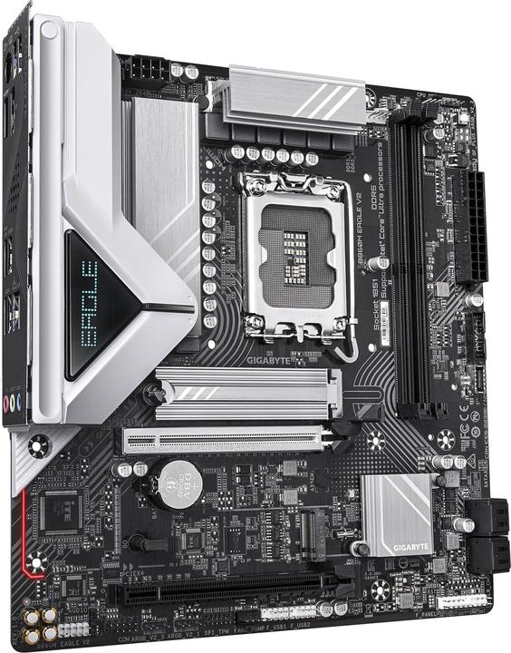 Image du produit Gigabyte Carte mère B860M EAGLE V2 - Processeurs Intel Core Ultra Series, VRM 6+1+2 phases, jusqu'à 9066 MHz (LGA 1851, Intel B860, mATX)