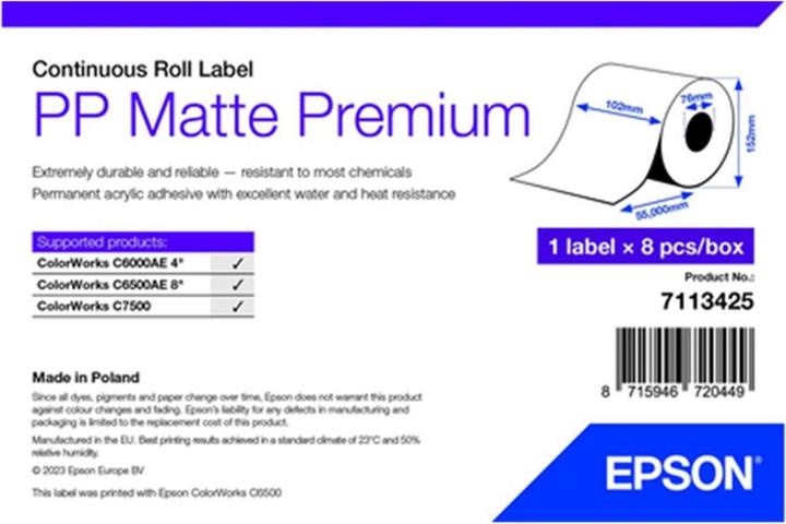 Actual product image Epson Pp Matte Label Prem Continuous