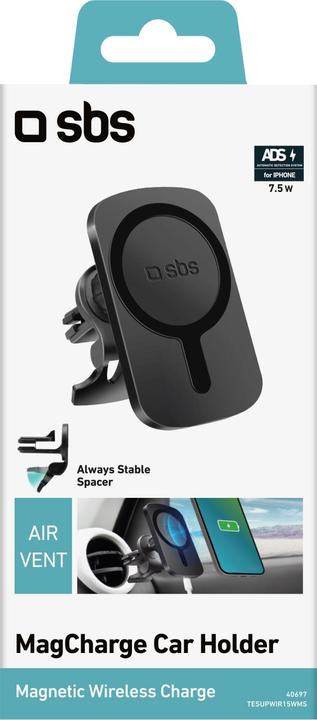 Image du produit SBS support inductif MagSafe pour évent 15W, noir