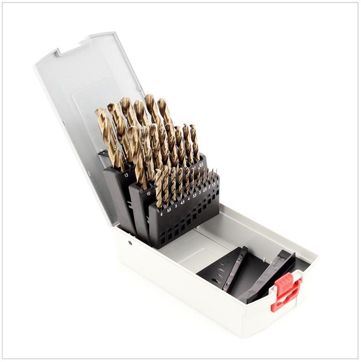 Produktbild Bosch Professional Zubehör PRO Stainless Steel HSS-Co Spiralbohrer-Set, 25-tlg. (1 mm, 1.5 mm, 2 mm, 2.5 mm, 3 mm, 3.5 mm, 4 mm, 4.5 mm, 5 mm, 5.5 mm, 6 mm, 6.5 mm, 7 mm, 7.5 mm, 8 mm, 8.5 mm, 9 mm, 9.5 mm, 10 mm, 10.5 mm, 11 mm, 11.5 mm, 12 mm, 12.5 mm, 13 mm)