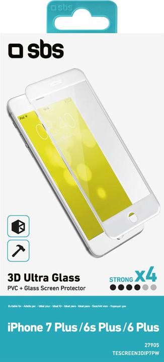 Image du produit SBS Protection d'écran en verre 3D pour iPhone 8 Plus / 7 Plus / 6s Plus / 6 Plus (1 pièce(s), Apple iPhone 8 Plus, Apple iPhone 7 Plus)