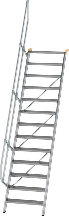 Productafbeelding Munk Trap 60ï¿½ tredebreedte 800 mm 13 treden aluminium geribbeld (Steigers, 80 cm)