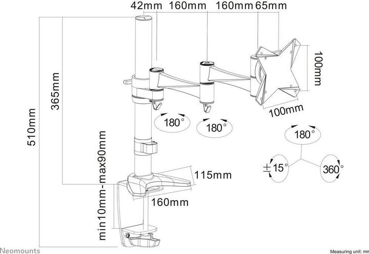 Image du produit Neomounts FPMA-D1330SILVER Support de bureau pour écran (Tables, 30")