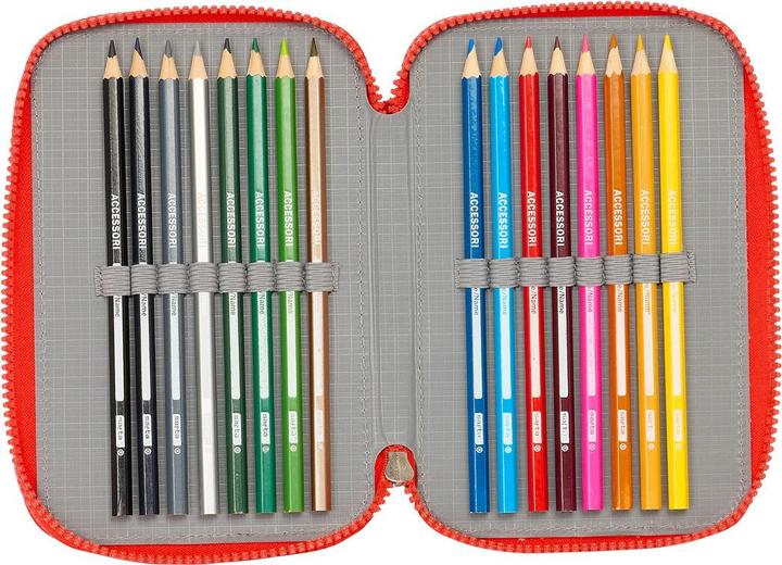 Actual product image Super Triple pencil case Mario World Navy blue 12.5 x 19.5 x 5.5 cm 36 pieces