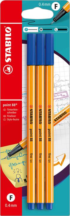 Produktbild STABILO Fineliner Point 88 (Gelb, Blau, 3 x)