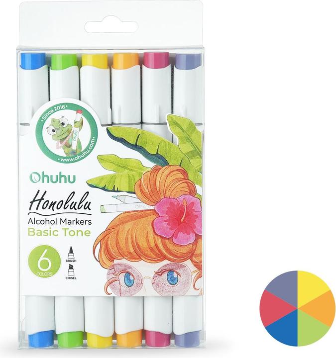 Immagine prodotto Ohuhu Pennarelli artistici Honolulu (6 pezzi) - colori base (Multicolore, 6 x)