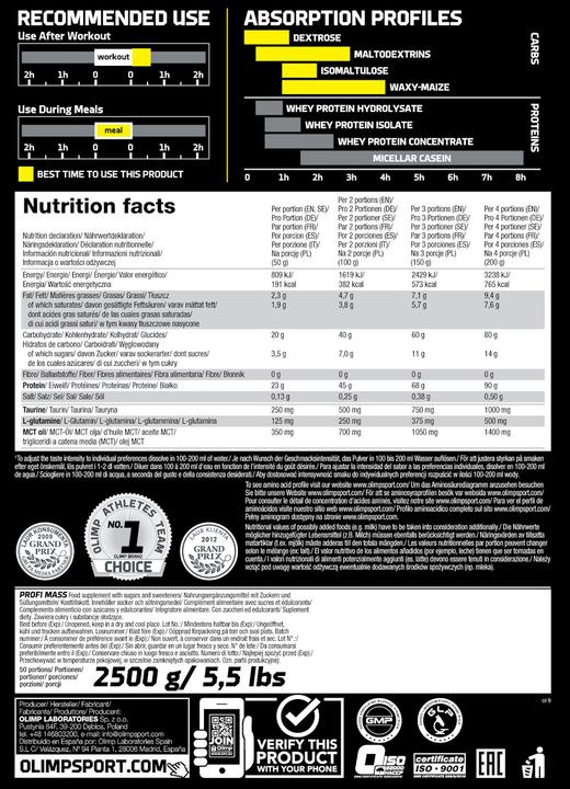 Produktbild Olimp Sport Nutrition Profi Mass (1000g Beutel) (Vanille, 1 Stk., 1000 g)