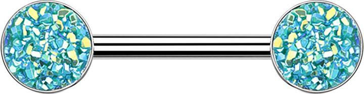 Star Piercing Barbell silber mit Druse Stein grün (Chirurgenstahl 316L, ohne Messing)