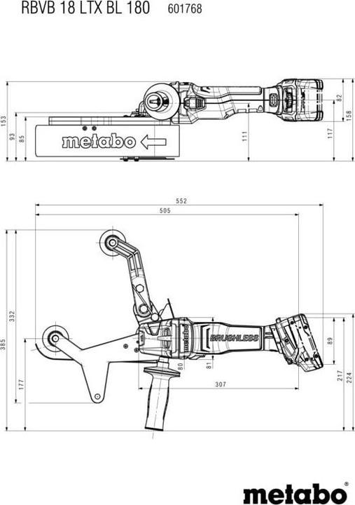 Actual product image Metabo RBVB 18 LTX BL 180 (Pipe belt grinder)