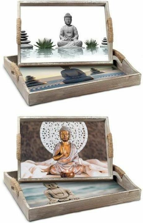 DKD Home Decor Tablettset 40 x 30 x 6 cm Holz MDF (2 Stück)