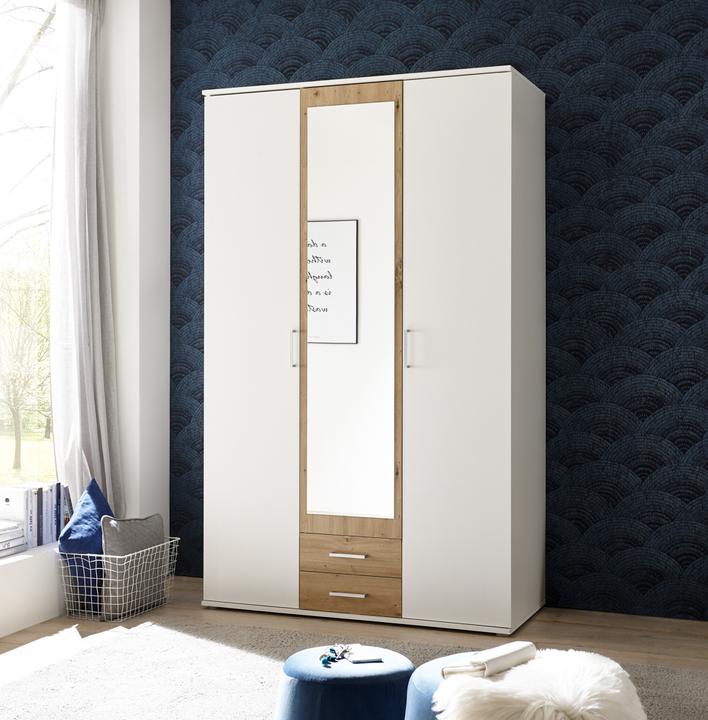 Produktbild Schlafkontor Hanau Kleiderschrank + Spiegel Holzwerkstoff Melamin 3 Türen 120x196x54 cm