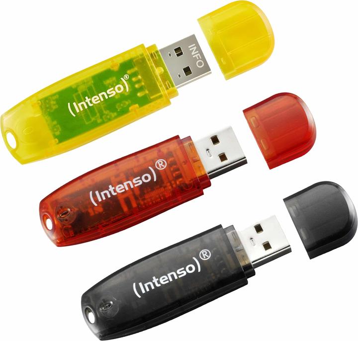 Image du produit Intenso Rainbow 3x32GB jaune/rouge/noir (32 Go, USB-A)