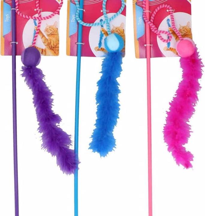 Actual product image Pet Toys Cat Play Fishing Rod Feather (Catmint toy)