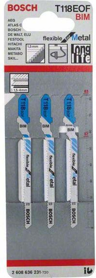 Produktbild Bosch Professional Zubehör Stichsägeblatt T 118 EOF Flexible for Metal, 3er-Pack