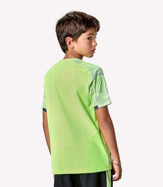 Image du produit Kipsta Maillot De Football Enfant Manches Courtes Viralto Wave Jaune Fluo, Gris,Noir