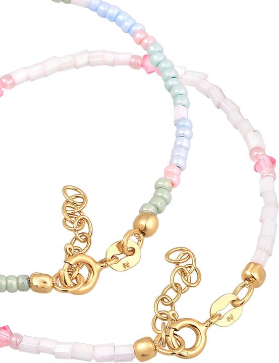 Immagine prodotto Elli Bracciale per bambini con perle di vetro pastello Set di 2 argento 925 (14 cm, Argento 925 placcato oro, Cristallo di vetro, Plastico, Vetro)