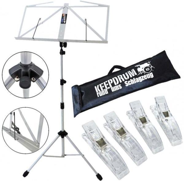 Actual product image keepdrum MUS3SV Music Stand Silver with 4 Music Clamp