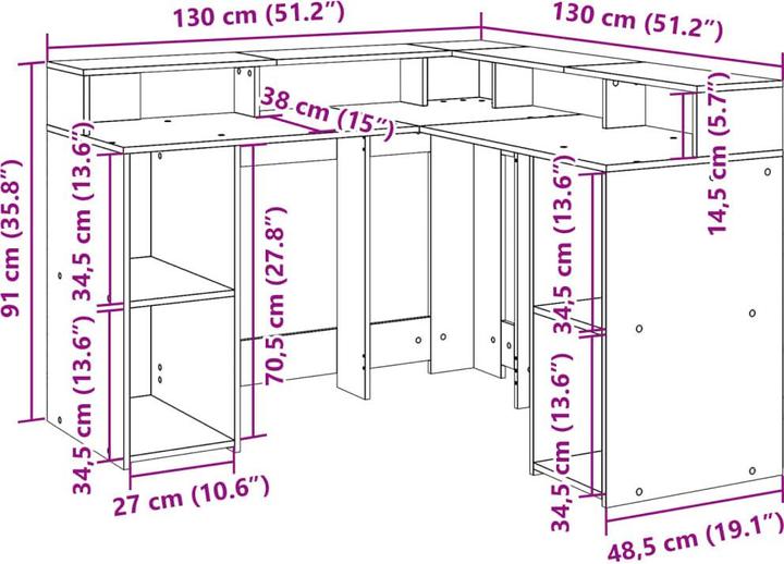 Produktbild VidaXL Mainburg (130 x 130 x 91 cm)