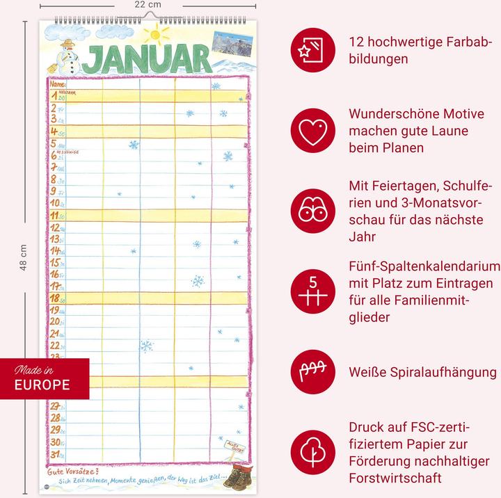 Actual product image Gabi Kohwagner Unser Familienkalender 2026 (German)