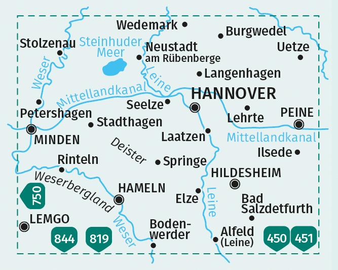 Produktbild KOMPASS Wanderkarte 848 Hannover u. Umg