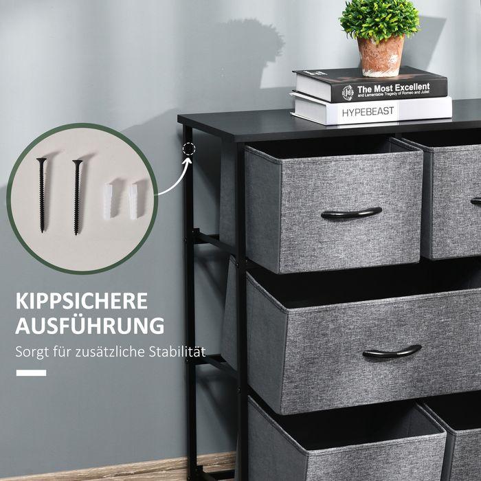 Produktbild Swisshandel24 Kommode mit 8 Stoff Schubladen Aufbewahrungsschrank mit Griffen, Metallgestell