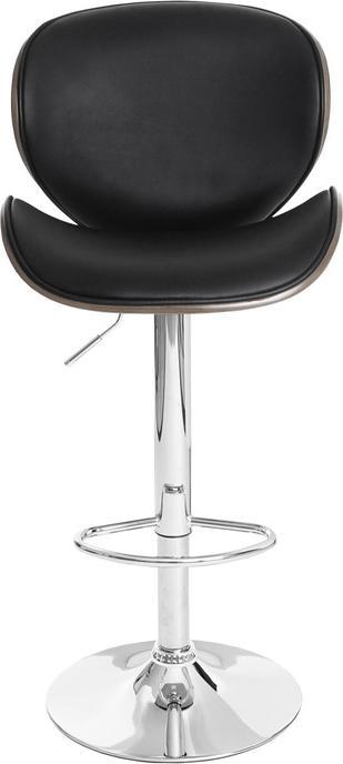 Produktbild Swisshandel24 Barhocker Foxrock, Barstuhl, Holz Bugholz Retro-Design grau, Kunstleder schwarz