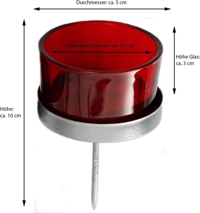 Produktbild Novaliv 8er-Set Teelichthalter rot - Kerzenhalter zum Stecken - Teelichtgläser - Adventskranz - 5cm (10 x 5 cm)