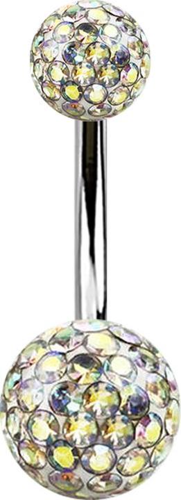 Immagine prodotto Star Piercing Banana argento con due sfere di cristallo strato protettivo epossidico multicolore (senza ottone, Titanio G23)