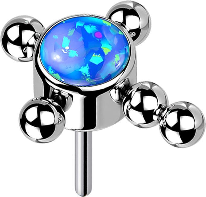 Star Piercing Ring silber mit acht Kristallen (ohne MessingTitan G23, ohne MessingChirurgenstahl 316L)