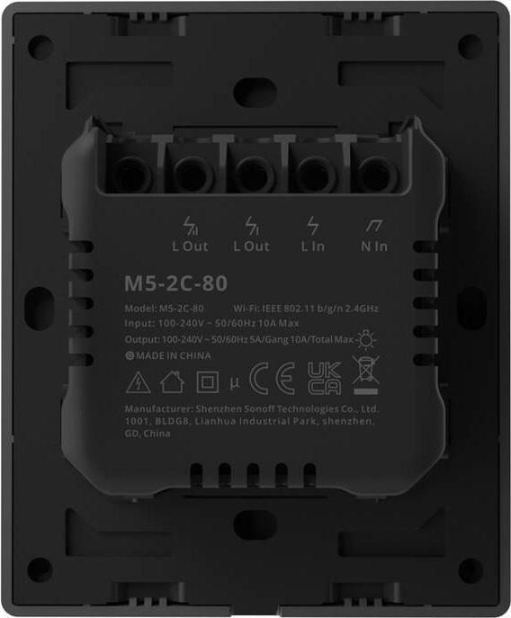 Produktbild Sonoff smart 2-channel Wi-Fi wall switch black (M5-2C-80)