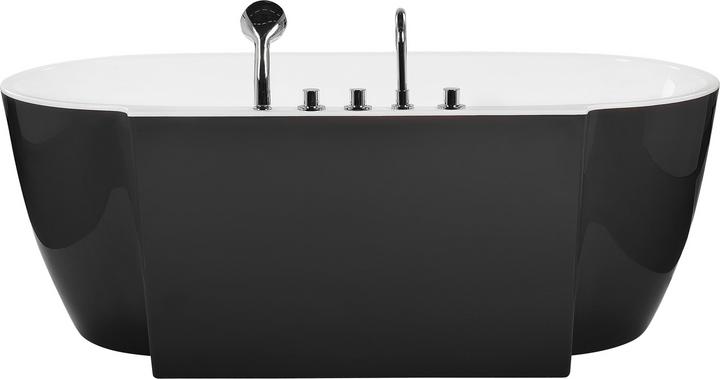 Actual product image Beliani Bathtub freestanding black with tap oval 170 x 80 cm ROTSO (286 l, 170 cm)
