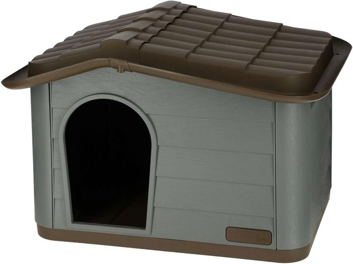 Produktbild Kerbl 81341 Katzenhaus Paola Eco, Mediterrane Optik, Recycelter Kunststoff, Graugrün/Braun 60x51x41c (Katze)