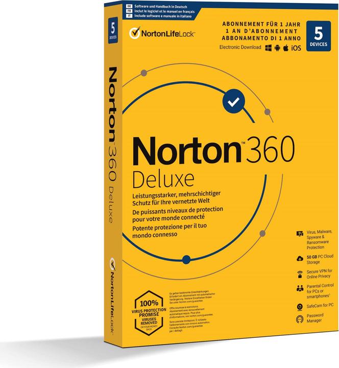Produktbild Norton 360 Deluxe (5 User, 12 Monate)