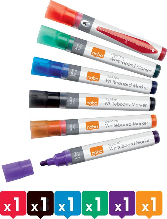 Nobo Liquid InkMarker 3 in 1 (Multicoloured, 3 mm, 6 x)