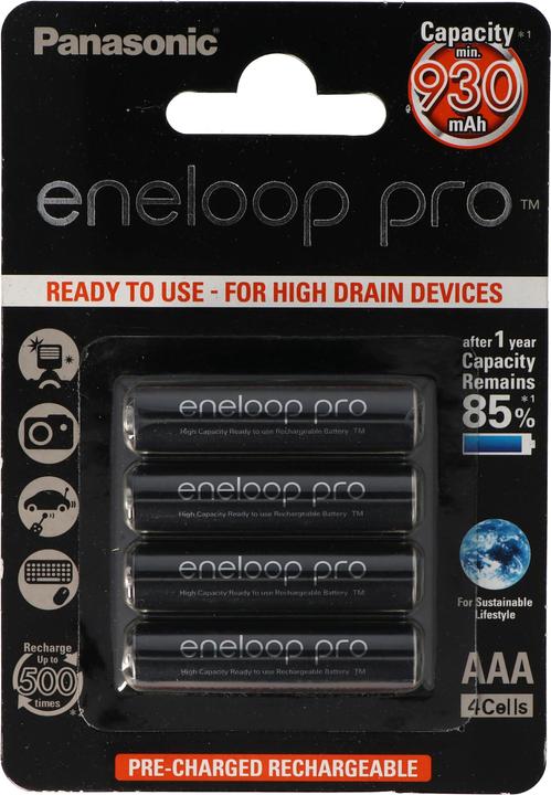 Produktbild Panasonic Akku Eneloop Pro AAA HR-4UWX 4er + Box (4 Stk., AAA, 900 mAh, Akku)