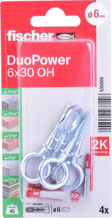 Productafbeelding Fischer DUOPOWER 6 x 30 met ooghaken (4 Pcs.)