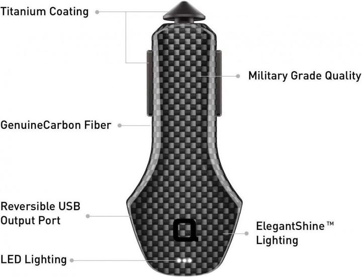 Actual product image nonda Car Charger ZUS Smart Car Charger Carbon Fiber 2.4 A