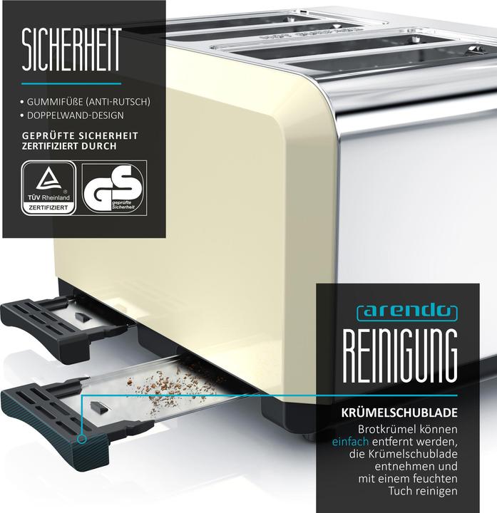 Image du produit Arendo Grille-pain automatique 4 tranches beige (Prise UE)