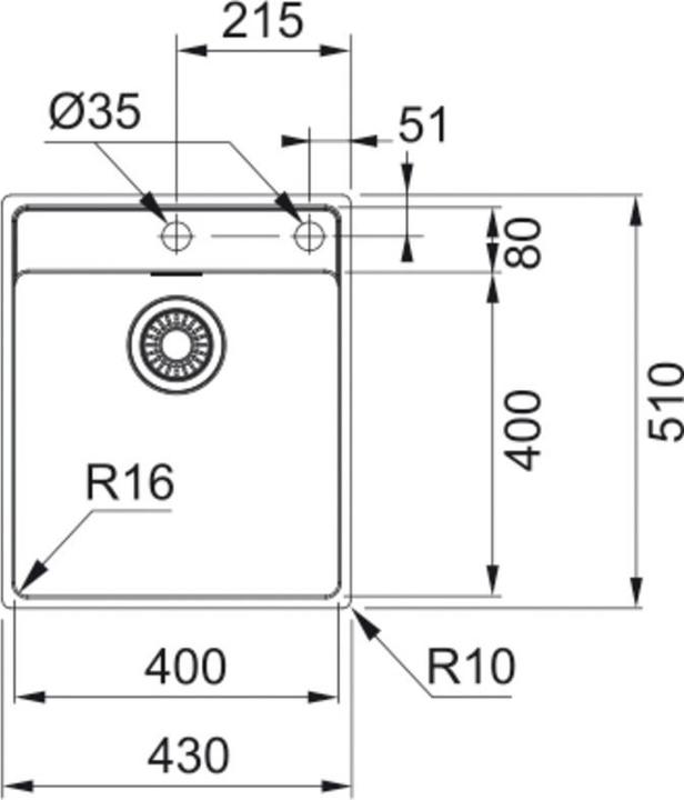 Actual product image Franke Spüle Maris MRX 210-40 CRNI (Fitted sink, 40 cm)