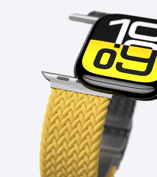 Produktbild Amazingthing 2er-Set Blend Band für Apple Watch 45/46/49 mm - Gelb-Schwarz/Schwarz (Edelstahl, Nylon)