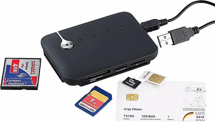 Produktbild C-enter Multi-Card- und SIM-Reader mit aktivem USB-2.0-Hub (USB 2.0)