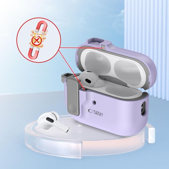 Actual product image Tech-Protect SLIM HOOK Apple AIRPODS PRO 1 / 2 LAVENDER (Headphone bag)