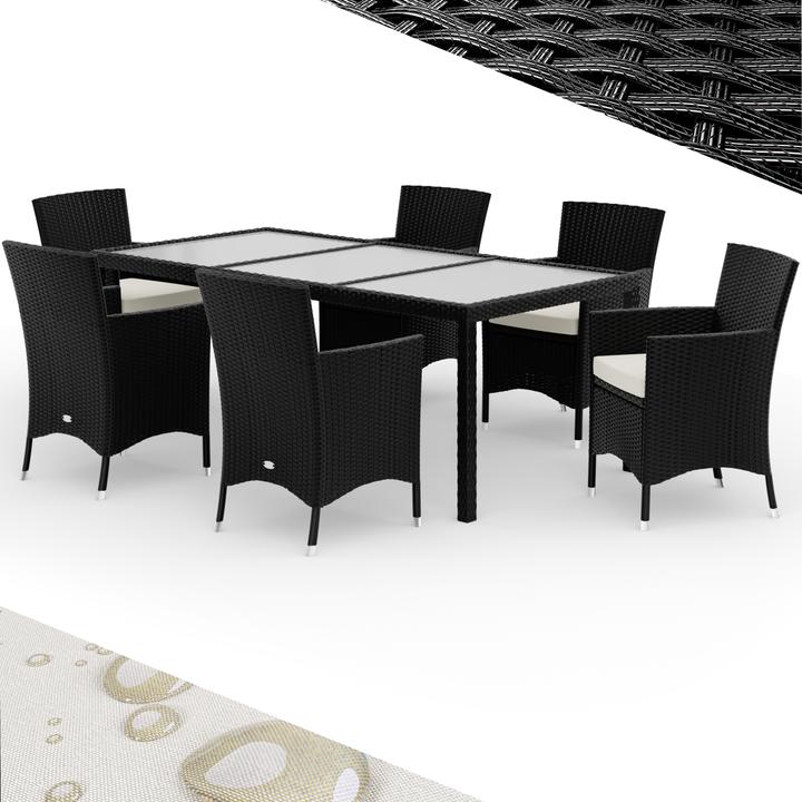 Produktbild Casaria Polyrattan Sitzgruppe 6+1 (90 cm)