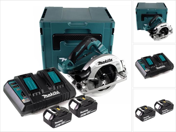 Actual product image Makita DHS 782 PT2J Cordless hand-held circular saw 36V (2x18V) 190 mm brushless in Makpac + 2x 5.0 Ah