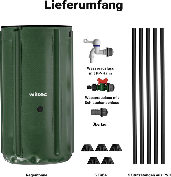Actual product image Wiltec Collapsible rainwater barrel 100 litre rainwater barrel water tank rain barrel water barrel (100 l)