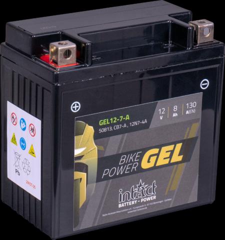 Actual product image Intact GEL12-7-A Bike-Power GEL 8Ah motorcycle battery (DIN 50813) 12N7-4A / YB7-A (12 V, 8 Ah, 130 A)