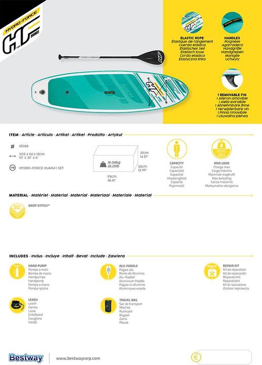 Immagine prodotto Bestway HF SUP Set Huakai'I 305x84x15cm (10')