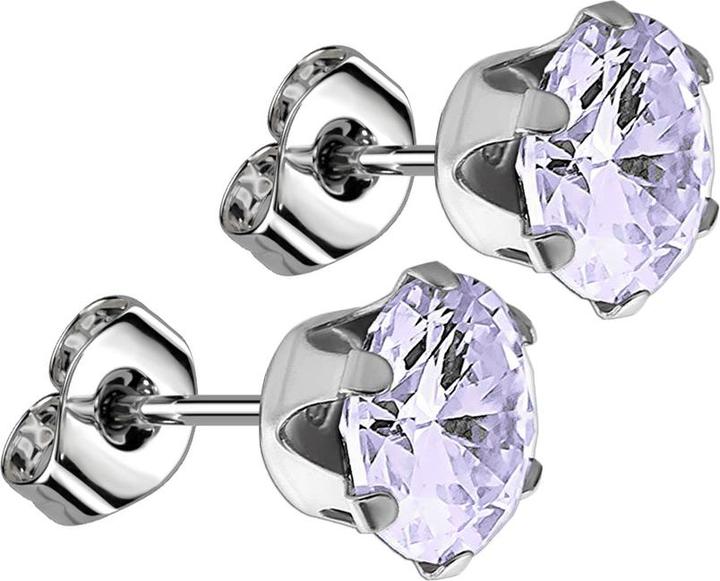 Star Piercing Ohrstecker mit rundem Kristall lavendel (Chirurgenstahl 316L, ohne Messing)