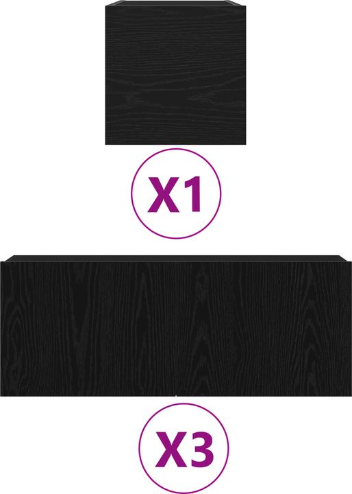 Produktbild VidaXL 4-teiliges TV-Schrank-Set Schwarz Eiche Holzwerkstoff (80 x 30 x 80 cm)